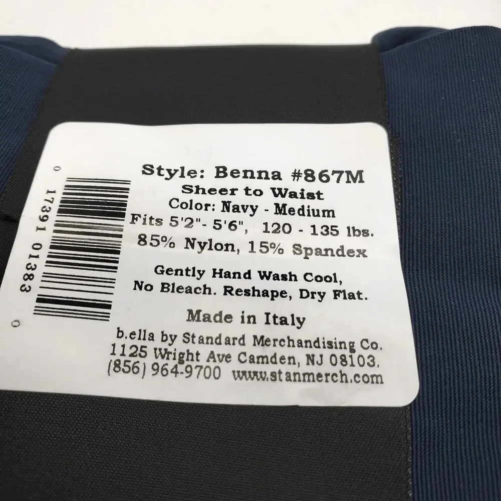 Luxury NAVY Sheer to Waist Tights MEDIUM B.ella 70 Denier Italian Microfiber NWT